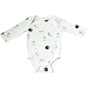 Baby GAP Long Sleeve Sheep Print 100% Cotton Onesie Bodysuit. 3-6 Months.